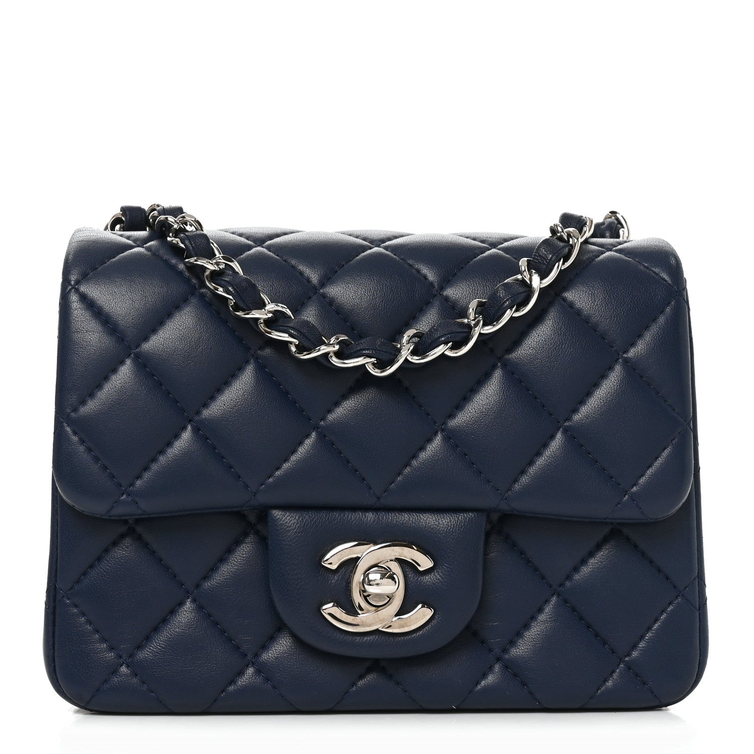 Chanel Lambskin Quilted Mini Square Flap Navy 1 of 10