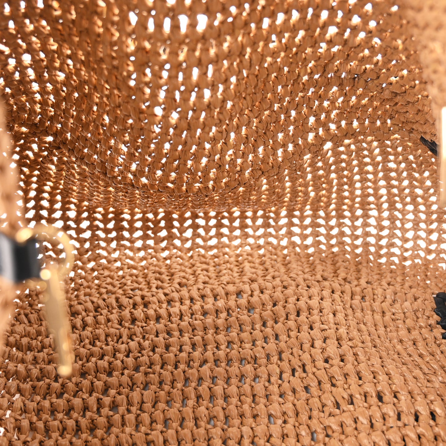 Raffia Effect Large GG Marmont Shoulder Tote Bag Natural Black