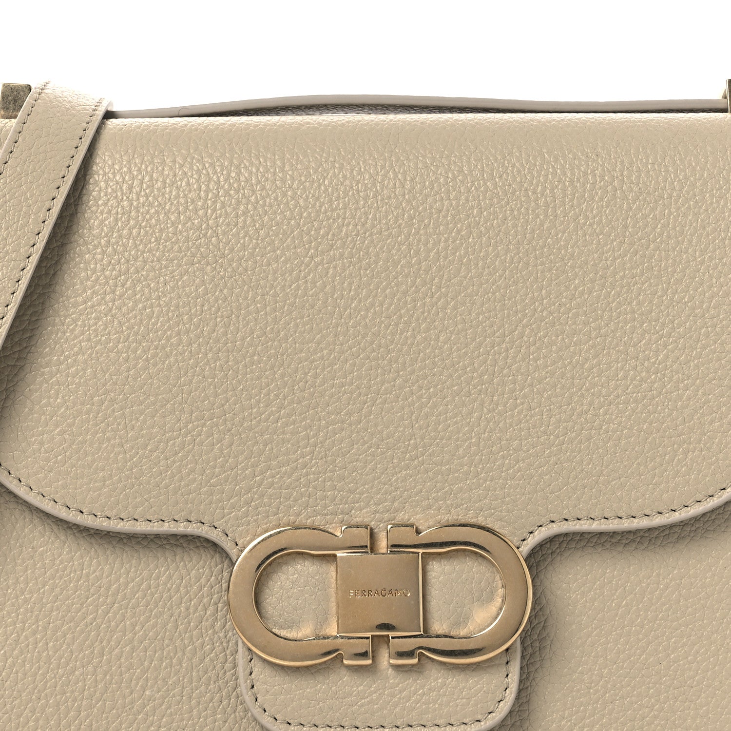 Salvatore Ferragamo Grained Calfskin Double Gancini Crossbody Stone 8 of 12