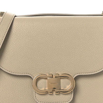 Salvatore Ferragamo Grained Calfskin Double Gancini Crossbody Stone 8 of 12