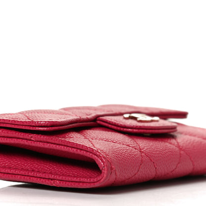 Chanel Caviar Quilted Flap Card Holder Wallet Dark Pink 8 of 12