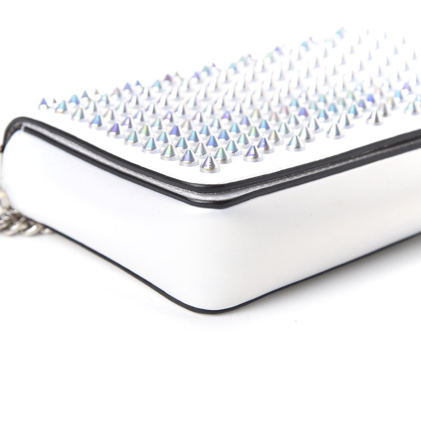 Calfskin Spiked Zoompouch Crossbody White