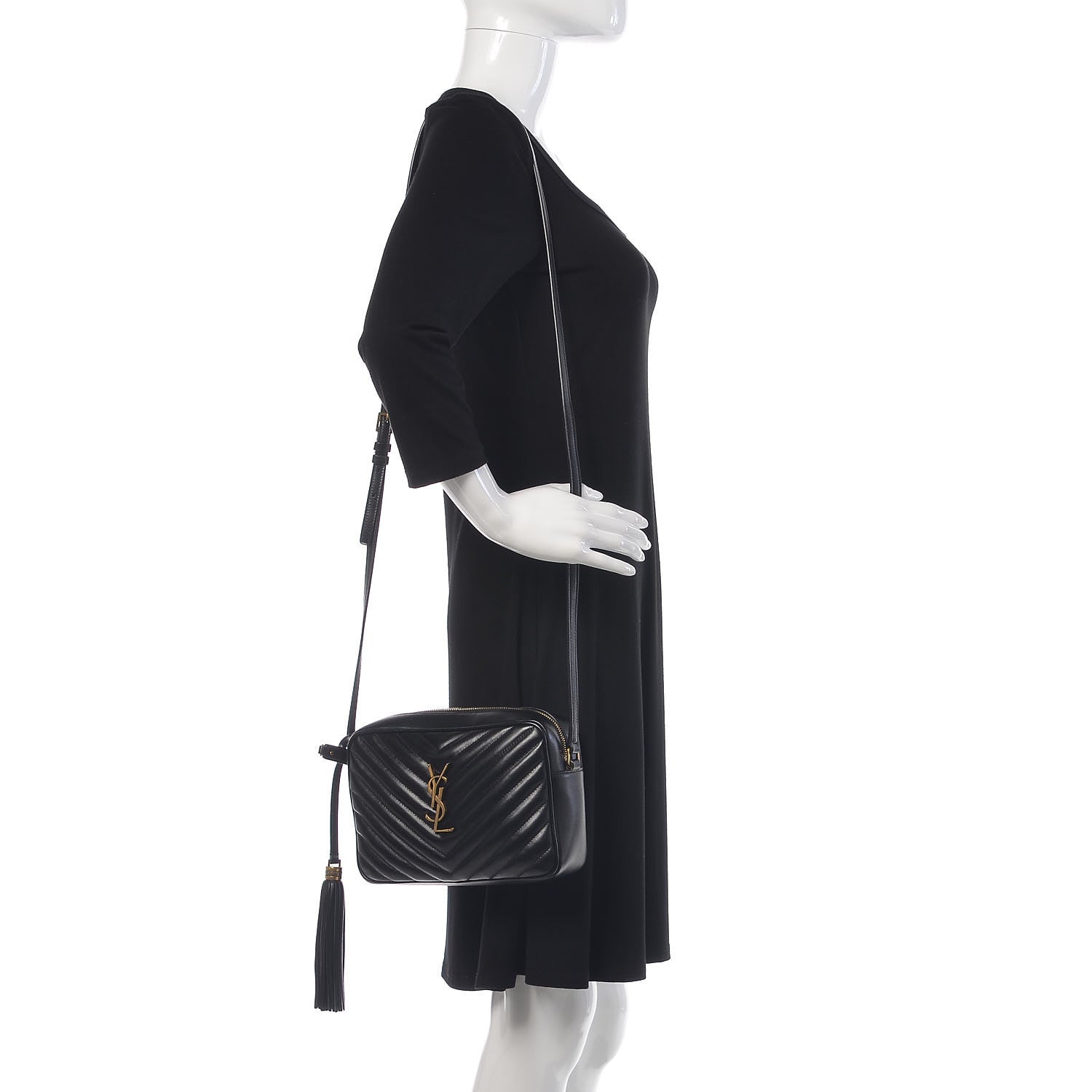 Saint Laurent Calfskin Matelasse Monogram Lou Camera Bag Black 2 of 9