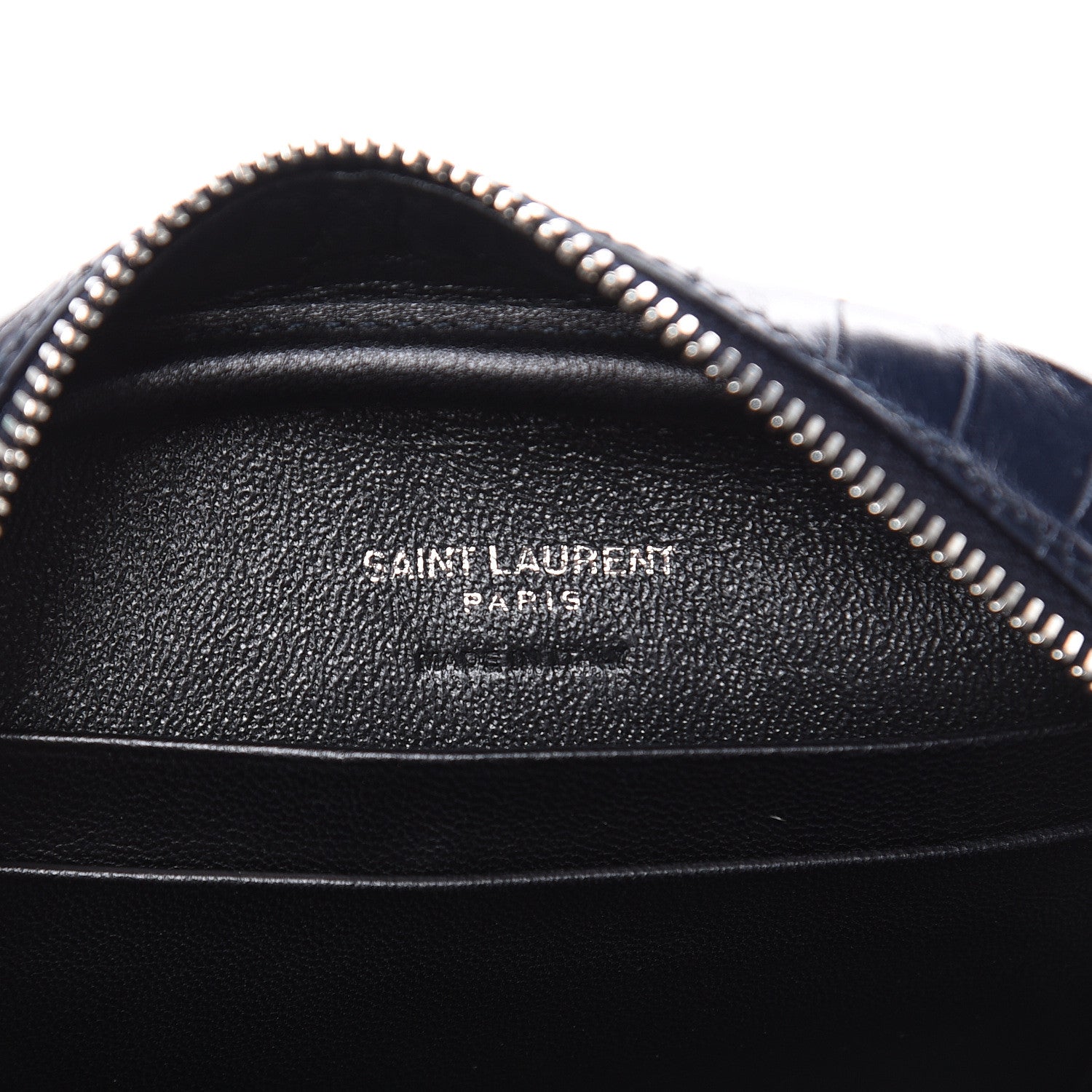 Saint Laurent Calfskin Crocodile Embossed Monogram Blogger Bag Medium Blue 6 of 8