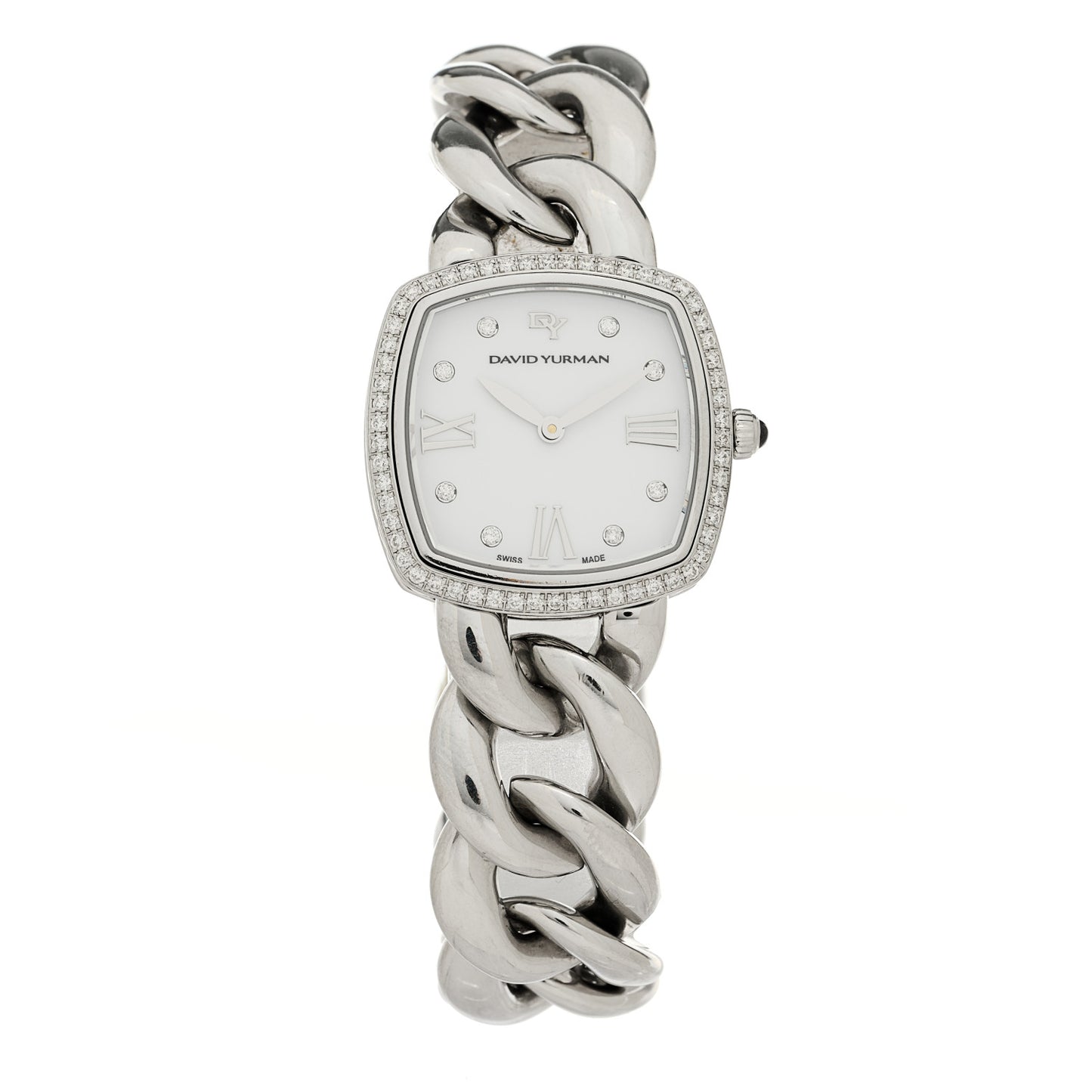 Stainless Steel Diamond Bezel 27mm Albion Quartz Watch White