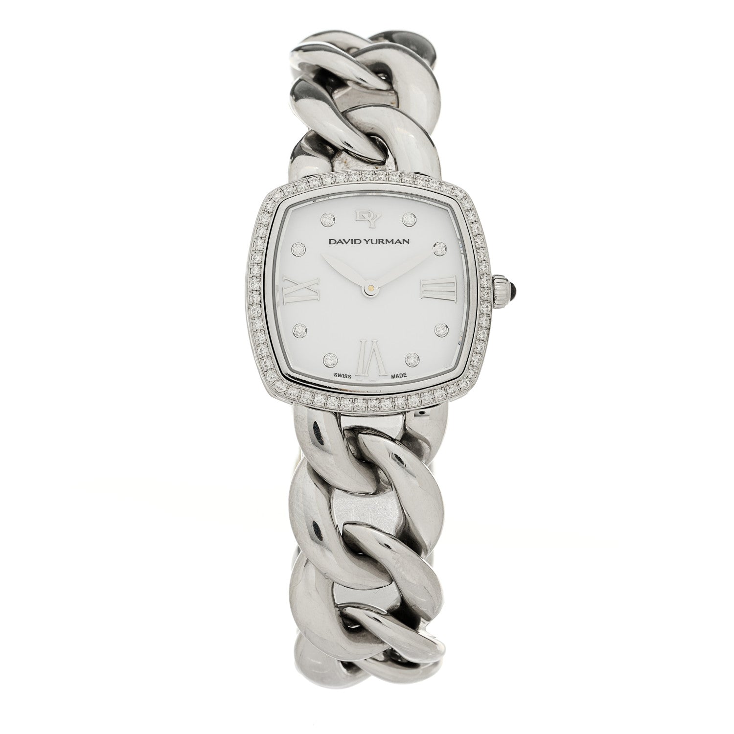 David Yurman Stainless Steel Diamond Bezel 27mm Albion Quartz Watch White 1 of 4