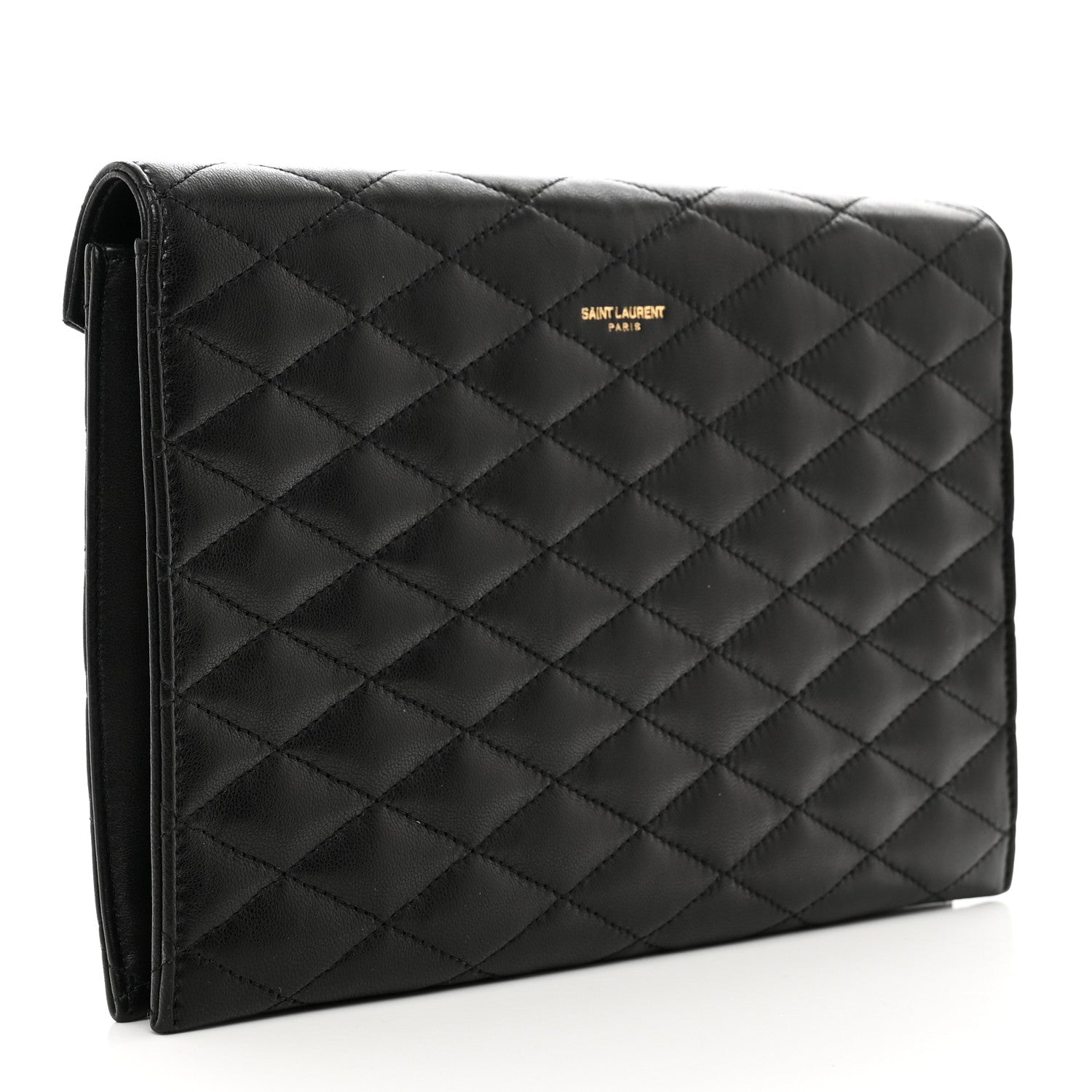 Saint Laurent Lambskin Quilted Sade Envelope Clutch Black 3 of 6