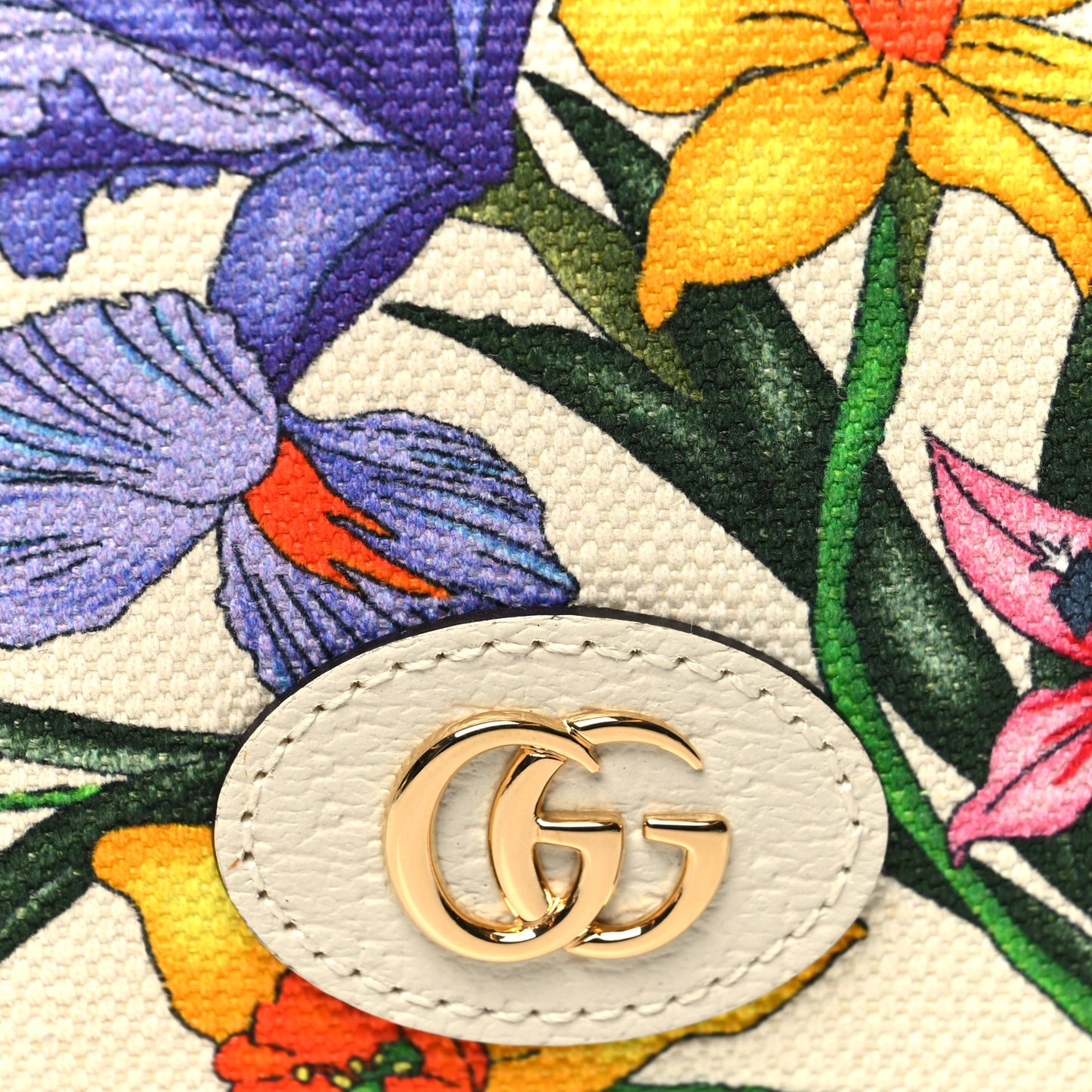 Canvas Flora Card Case Wallet White