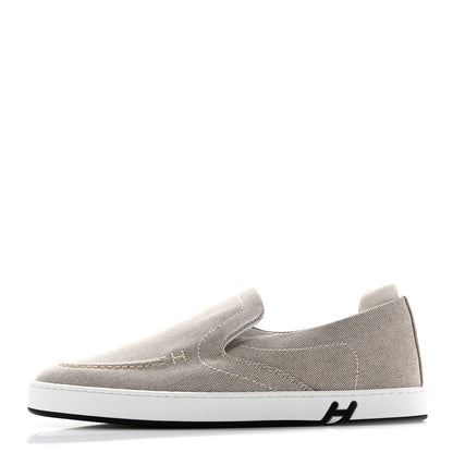 Hermes Canvas Mens Kiddy Slip On Sneakers 43 Plum White 1 of 9
