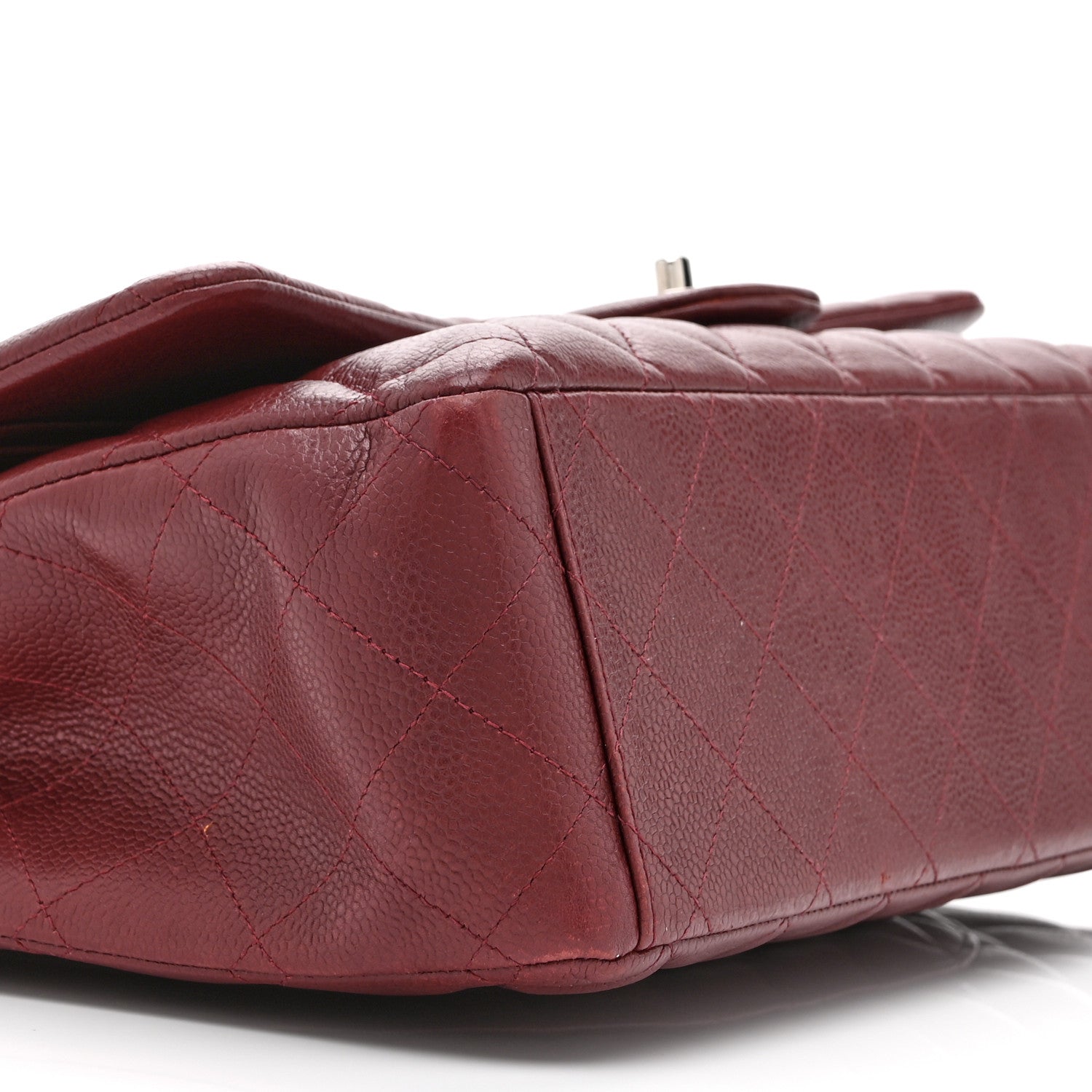Chanel Caviar Quilted Maxi Double Flap Dark Red 9 of 10