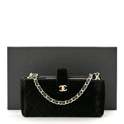 Chanel Velvet Quilted Small Clutch With Chain Black 12 of 12