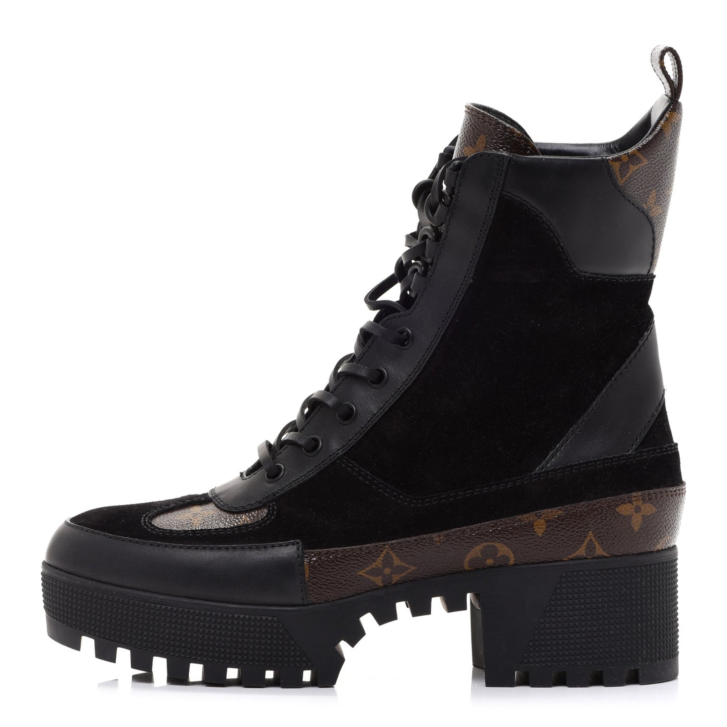 Suede Calfskin Monogram Laureate Platform Desert Boots 40 Black