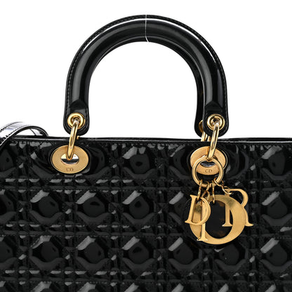 Christian Dior Patent Cannage Large Lady Dior Black 8 of 13