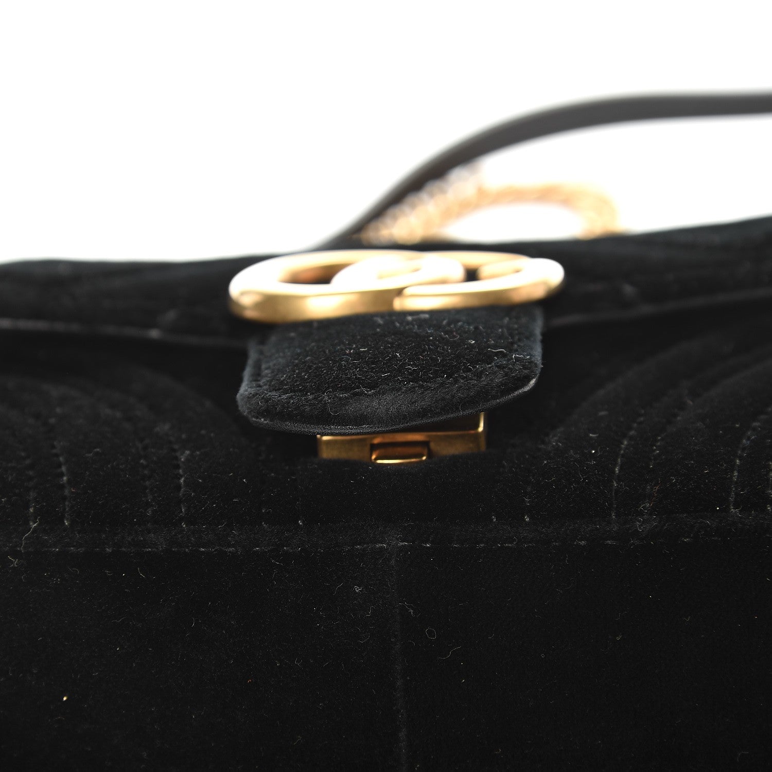 Gucci Velvet Matelasse Mini GG Marmont Shoulder Bag Black 8 of 9