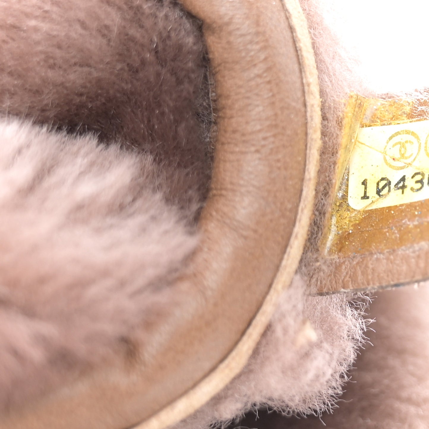 Shearling Suede Stiched CC Tote Dark Brown