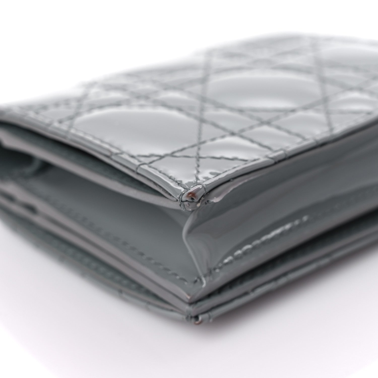 Christian Dior Patent Cannage Mini Lady Dior Wallet Grey 11 of 12