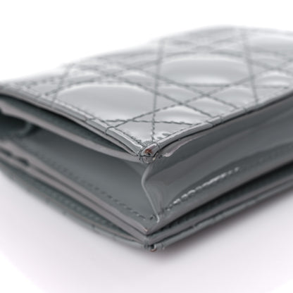 Christian Dior Patent Cannage Mini Lady Dior Wallet Grey 11 of 12