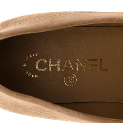 Chanel Suede Kidskin Crystal CC Loafers 38 Dark Beige 7 of 9