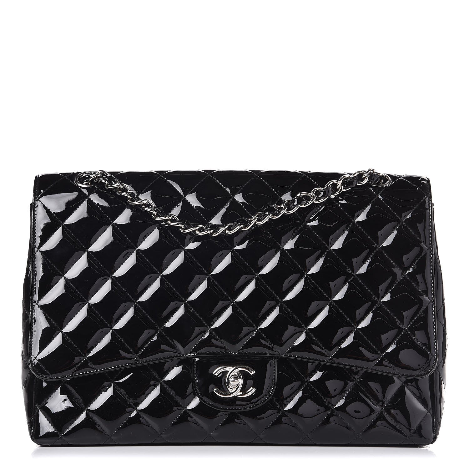 Chanel Patent Quilted Maxi Single Flap Black 1 of 10