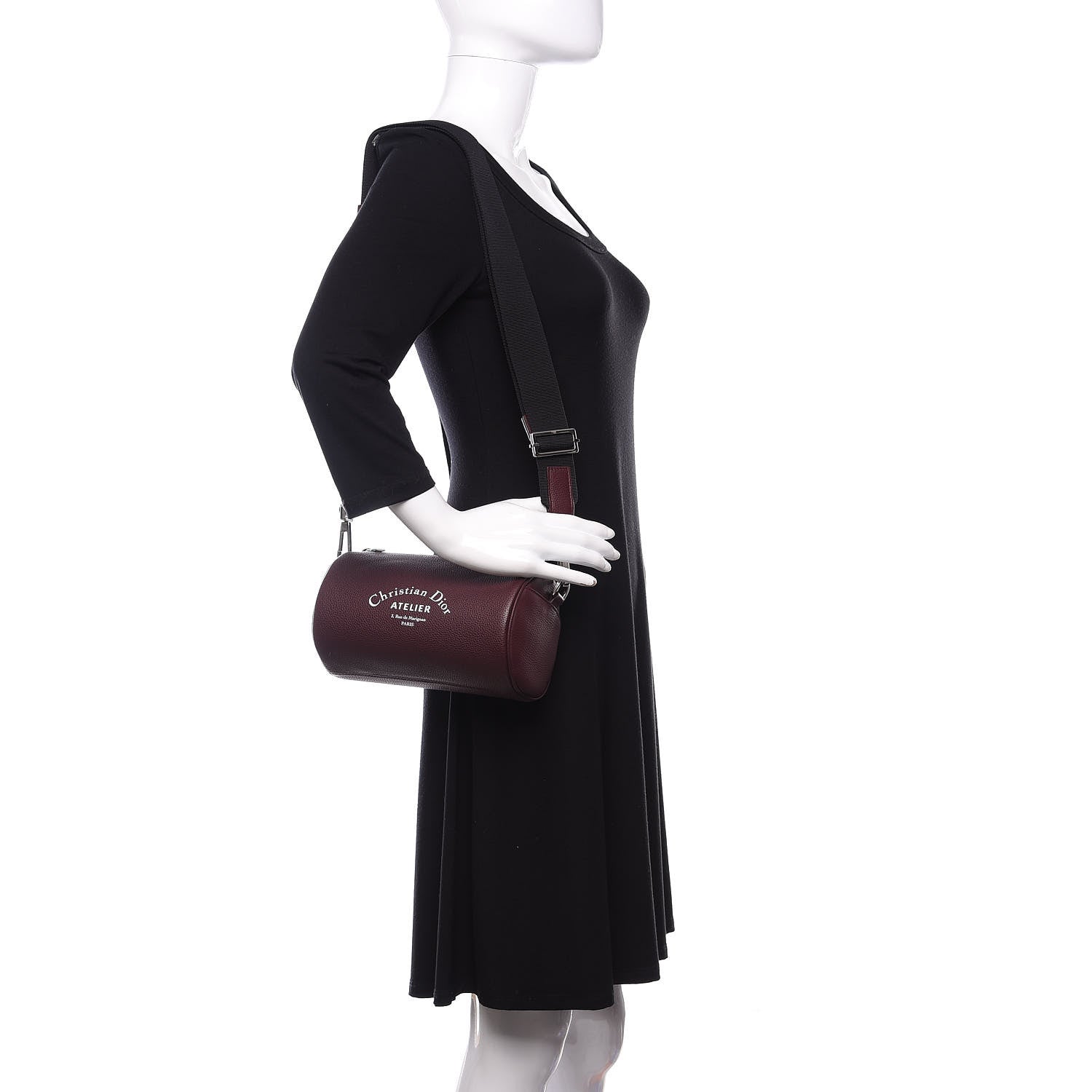 Christian Dior HOMME Grained Calfskin Mens Roller Pouch Burgundy 2 of 8