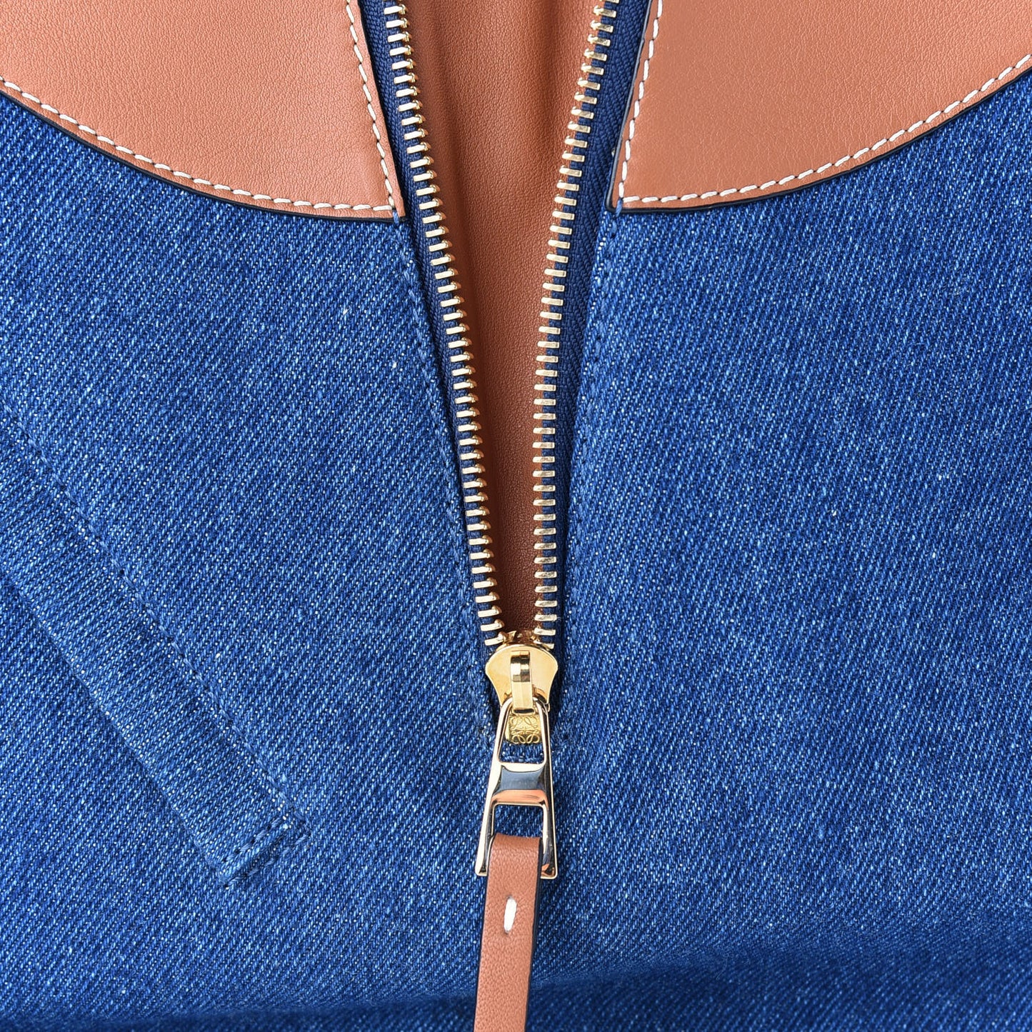 Calfskin Denim Small Hammock Shoulder Bag Blue Tan