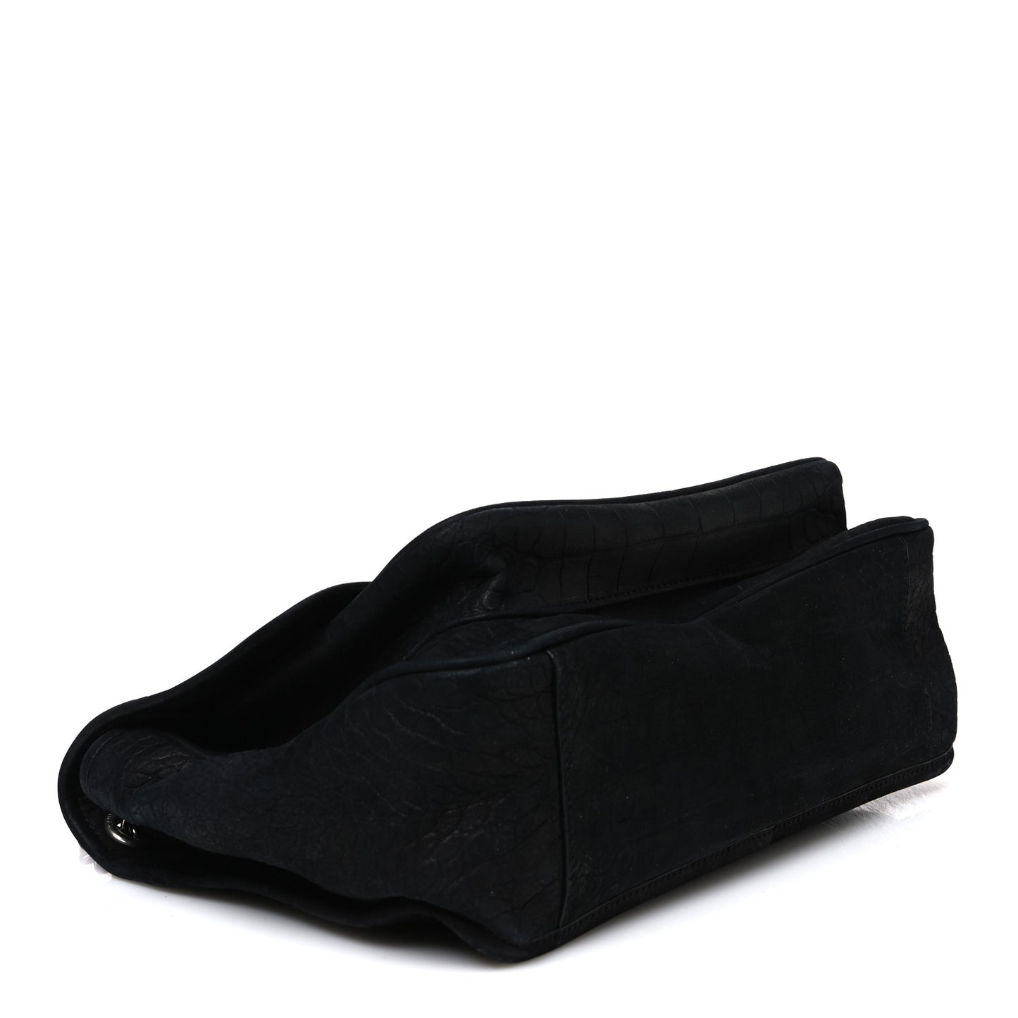 Nubuck Crocodile Embossed Monogram Medium Niki Chain Satchel Black