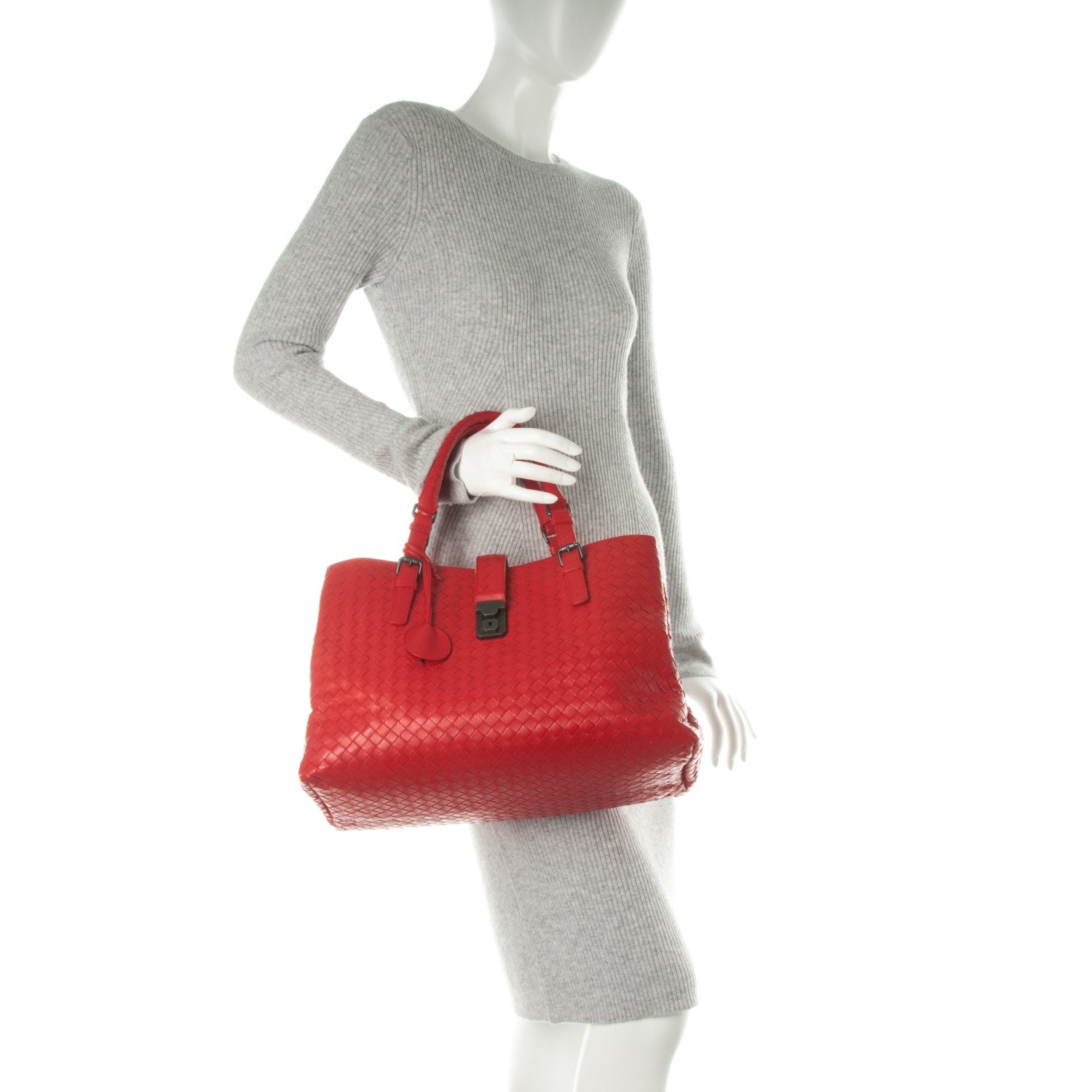 Bottega Veneta Nappa Intrecciato Medium Roma Tote Red 2 of 8