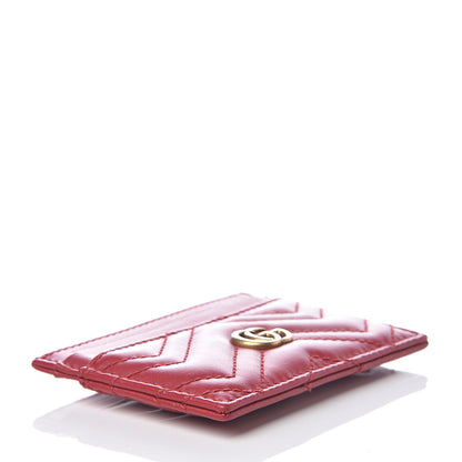 Gucci Calfskin Matelasse GG Marmont Card Holder Hibiscus Red 3 of 5