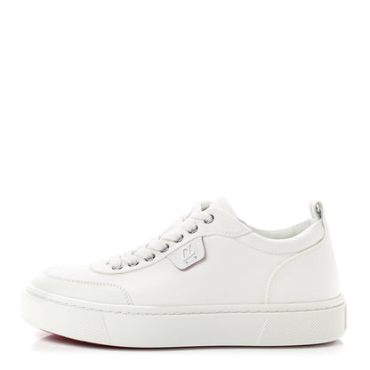 Christian Louboutin Toile Calfskin Simplerui Flat Sneakers 38.5 White 1 of 10