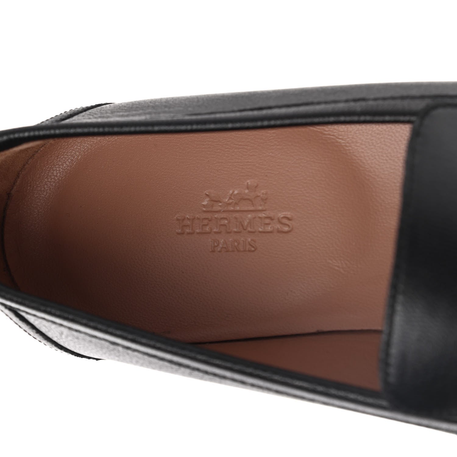 Hermes Goatskin Womens Paris Loafers 38 Black 7 of 9