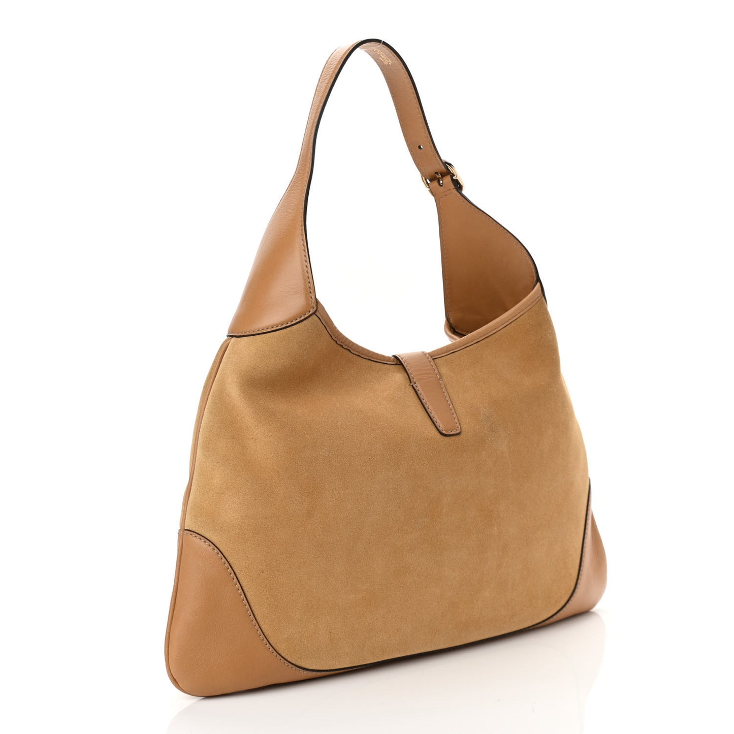 Suede Studded Jackie O Bouvier Hobo Light Brown