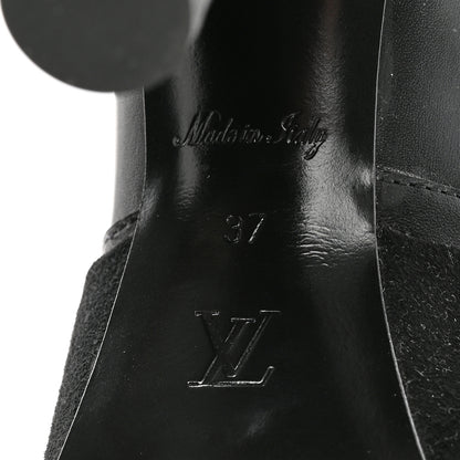 Louis Vuitton Suede Calfskin Monogram Podium Platform Ankle Boots 37 Black 7 of 14