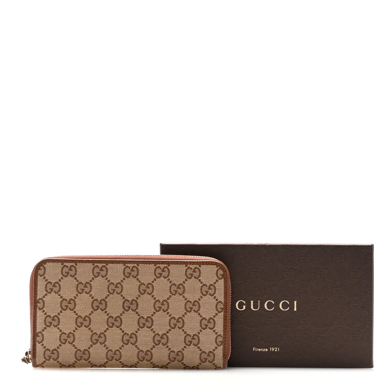 Gucci Monogram Dollar Calfskin Zip Around Wallet Beige Ebony Tabacco 11 of 11