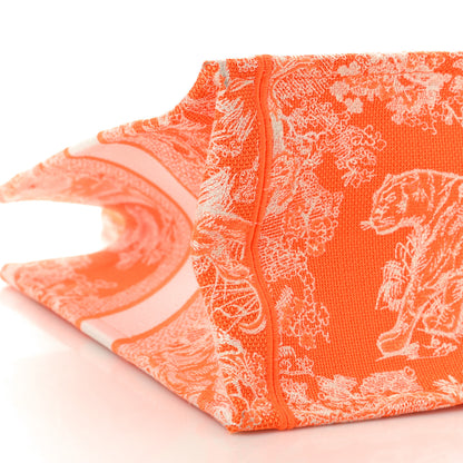 Christian Dior Canvas Embroidered Medium Dioriviera Toile De Jouy Book Tote Orange 9 of 10