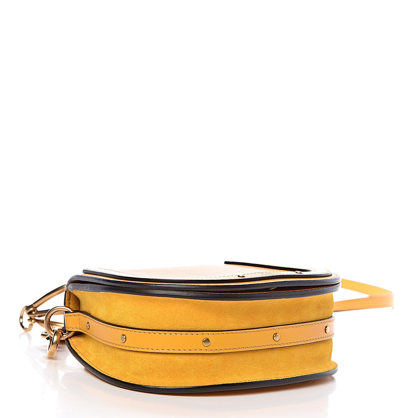 Calfskin Suede Small Nile Bracelet Bag Dusty Yellow
