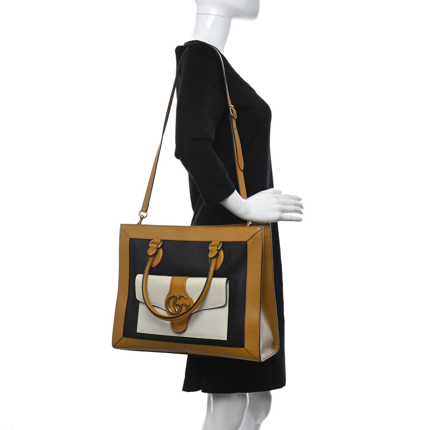 New Sakai Calfskin Lux Tri-Color Medium Dahlia Shoulder Bag Black Quarz Beige Mystic White