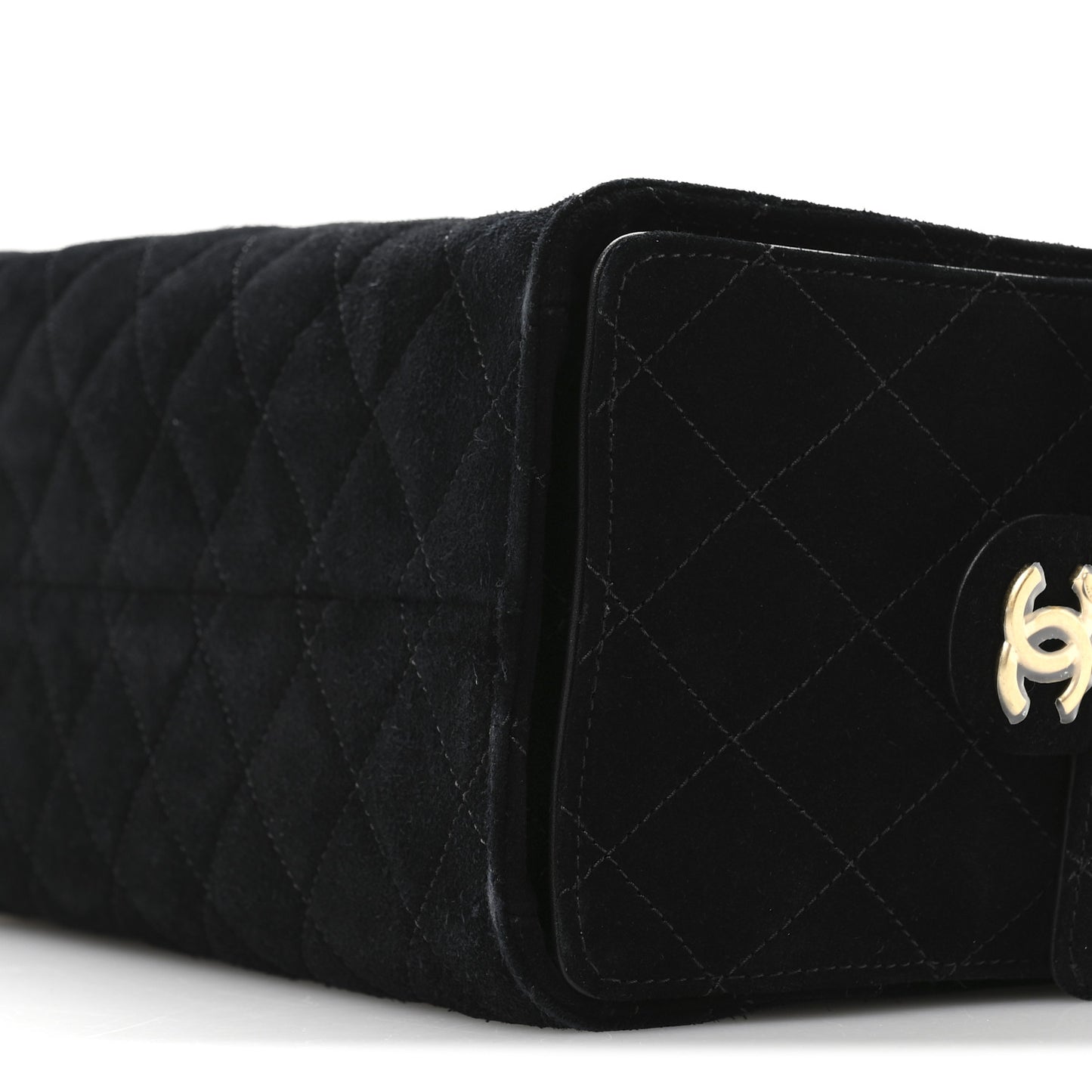 Suede Quilted Small Chanel 25 Handbag Black