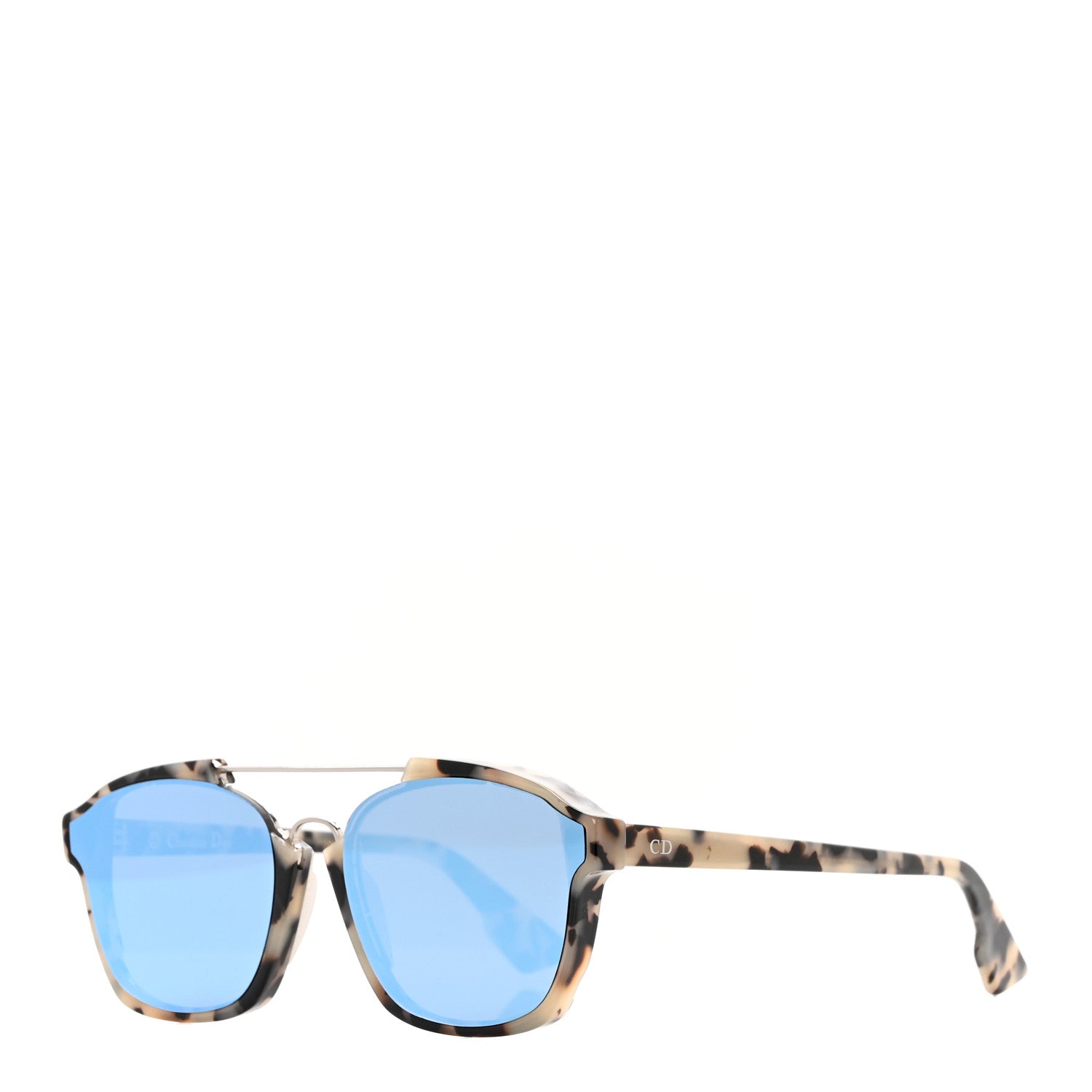 Christian Dior Abstract Square Mirrored Sunglasses Spotted Havana Blue 1 of 8