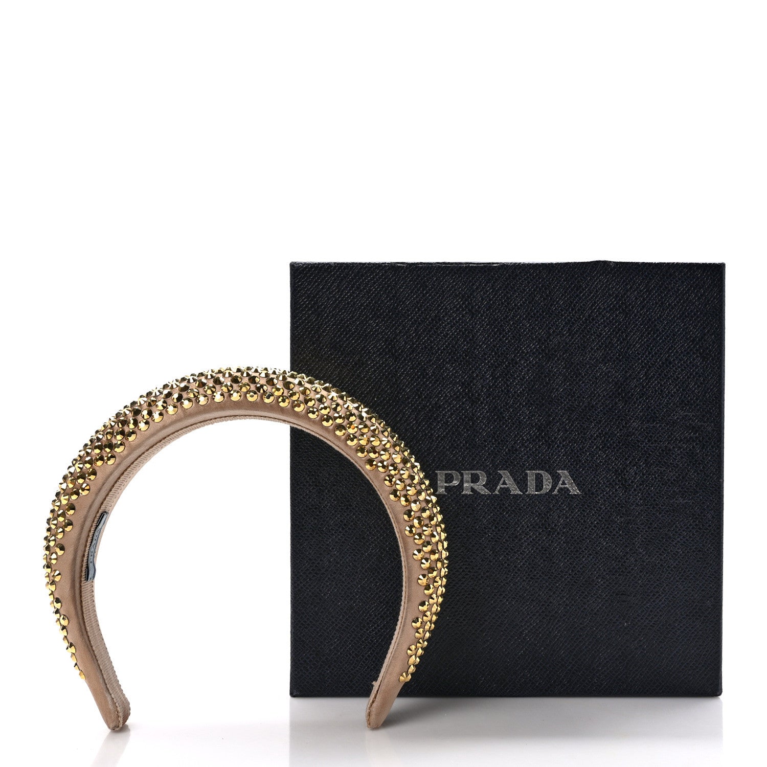 Prada Satin Crystal Embellished Headband Platino 9 of 9