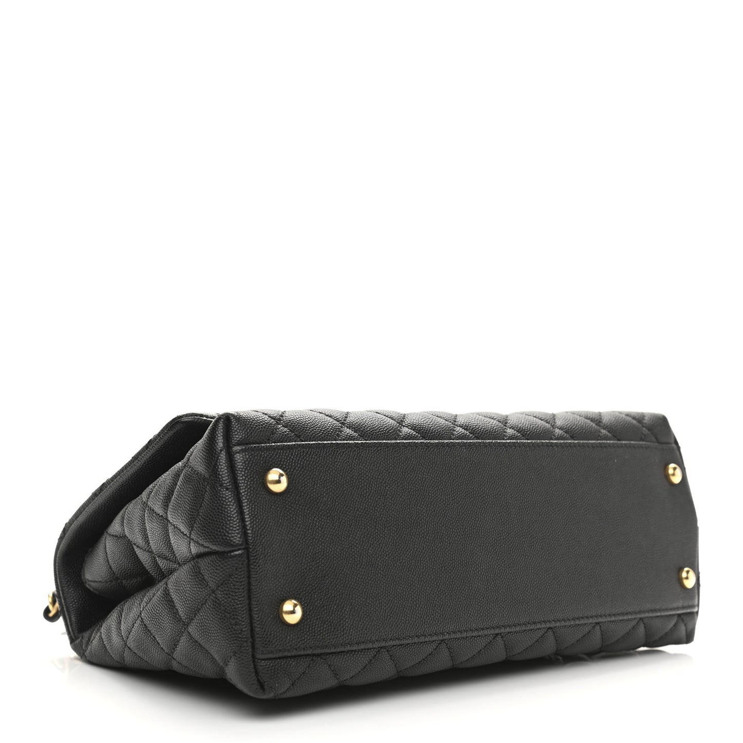 Caviar Lizard Quilted Small Coco Handle Flap Black