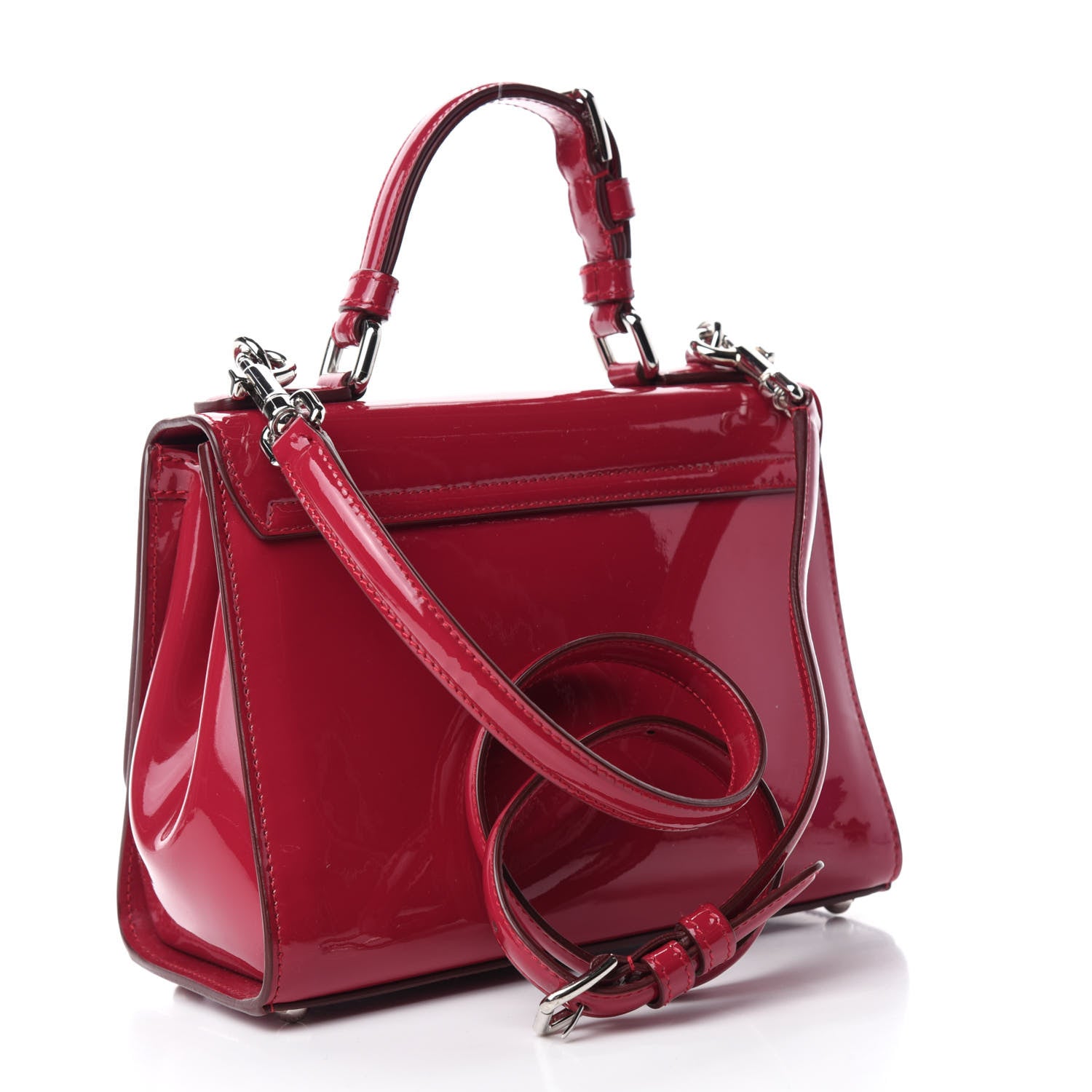 Dolce & Gabbana Patent Small Monica Top Handle Bag Dark Pink 4 of 11