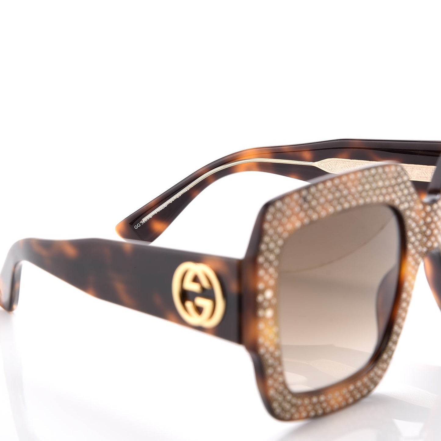 Crystal Square Frame Sunglasses GG3861/S Tortoise