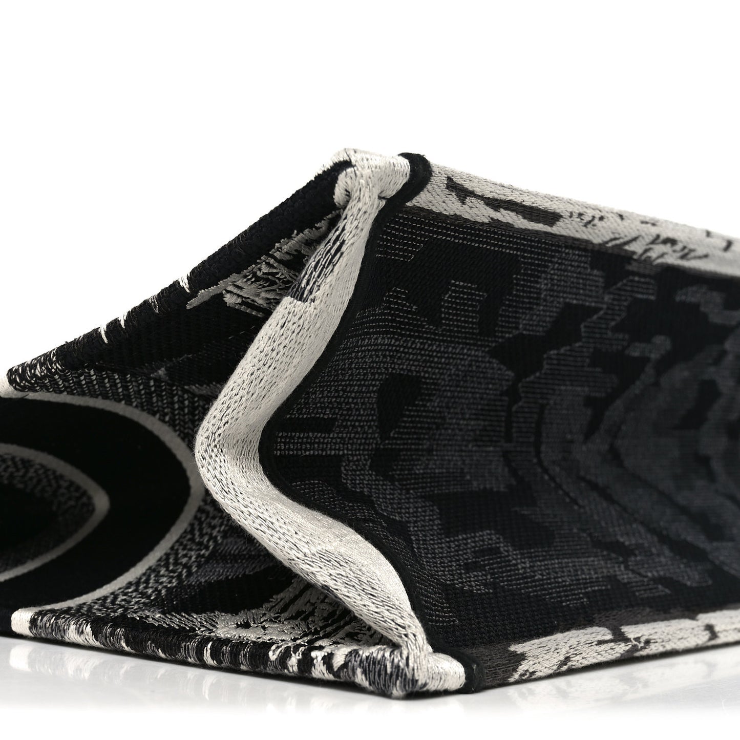 Canvas Embroidered Medium Paris Book Tote Black White