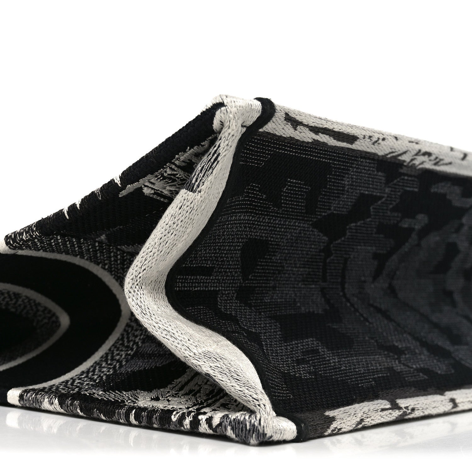 Christian Dior Canvas Embroidered Medium Paris Book Tote Black White 8 of 9