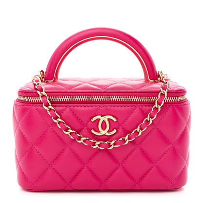 Chanel Lambskin Quilted Small Top Handle Vanity Case With Chain Dark Pink 1 of 11