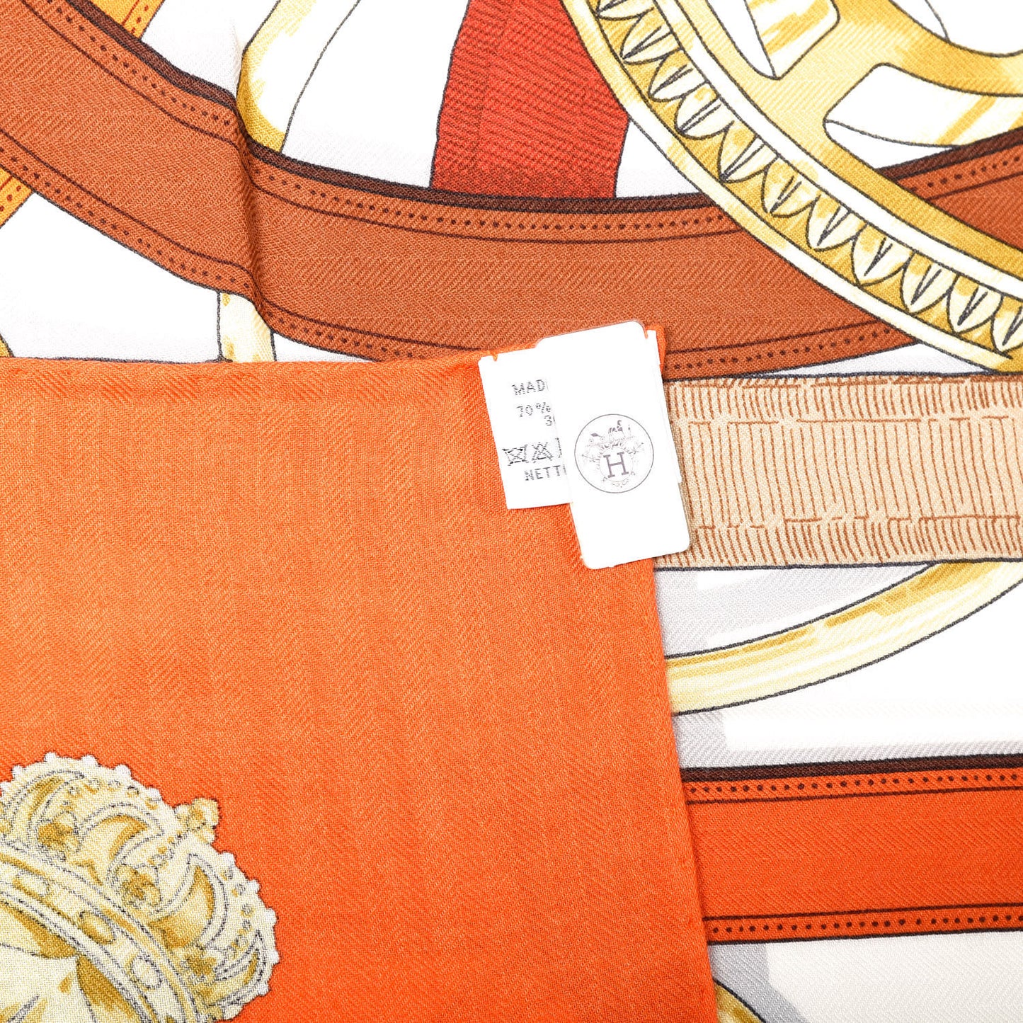 Cashmere Silk Cavalcadour Shawl 140 Orange White Brun
