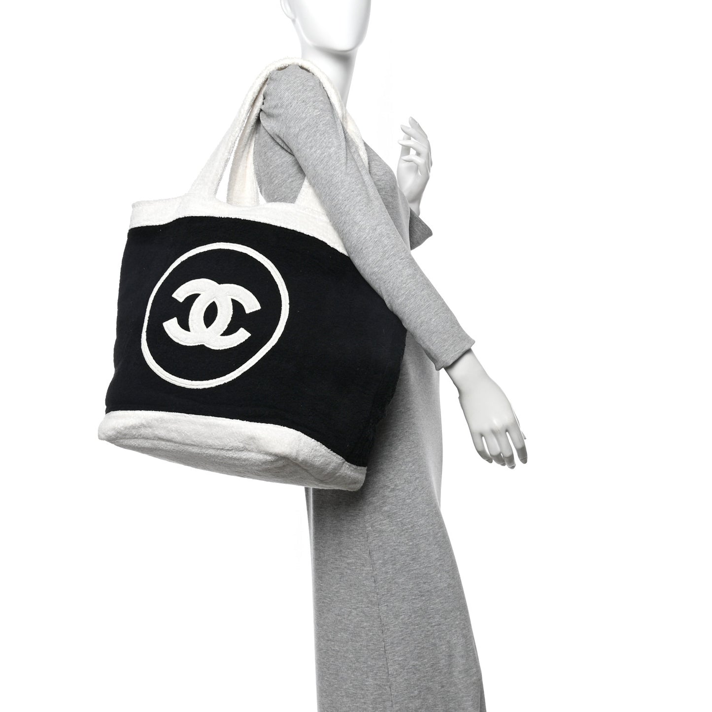 Terry Cotton CC Beach Tote Towel Set Black White
