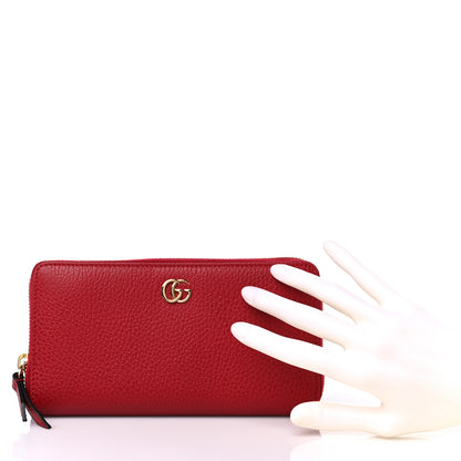 Gucci Calfskin GG Marmont Continental Zip Wallet Hibiscus Red 2 of 11