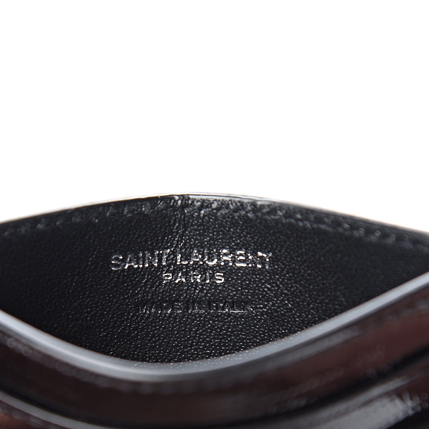 Patent Tejus Lizard Calfskin Embossed Card Case Black