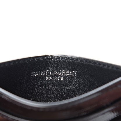 Saint Laurent Patent Tejus Lizard Calfskin Embossed Card Case Black 5 of 7